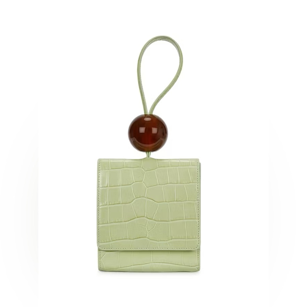 Green modern leather croc effect bag